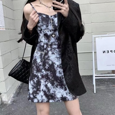 Matsumoto mourning national trend tie dyed suspender skirt for women