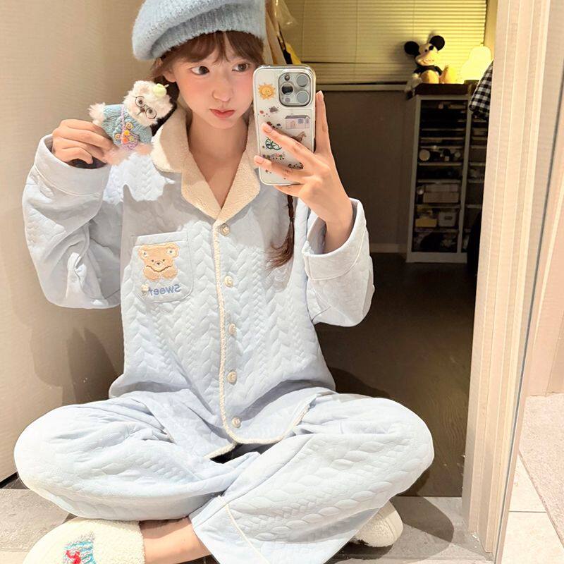 长袖可外穿冬天家居服套装可外穿