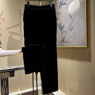 100%桑蚕丝丝绒显瘦百搭加绒直筒裤 高定新款 659 中先森