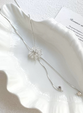 日韩璀璨烟花锆石长款项链女高级感个性时尚可调节毛衣链精致配饰