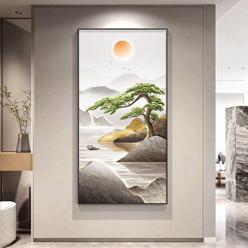 流水生财走廊装饰画客厅入户玄关挂画现代卧室书房背有靠山壁画 - 封面