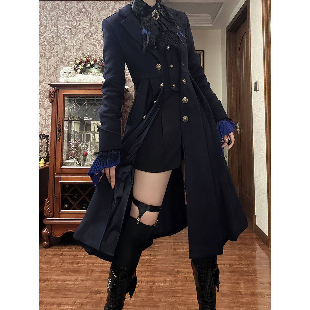 偏执之罚 大衣秋冬款lolita哥特王子系设计感中长双排扣收腰外套