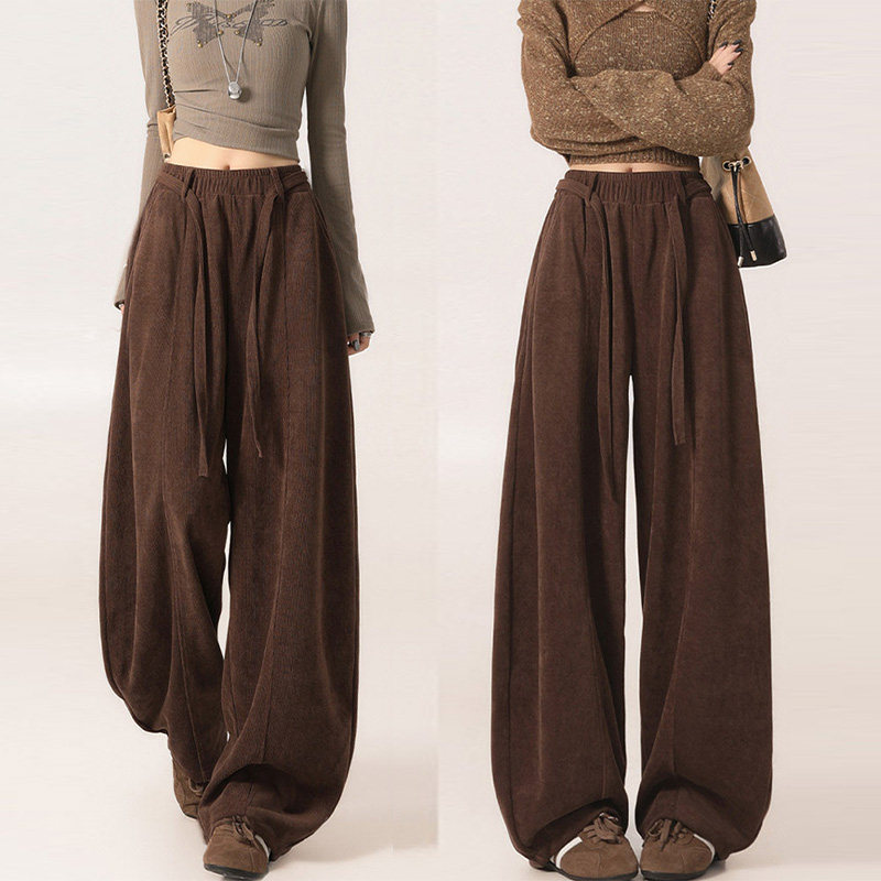 抽绳梧桐弯刀运动裤女2026春季新款小个子宽松显瘦休闲百搭阔腿裤