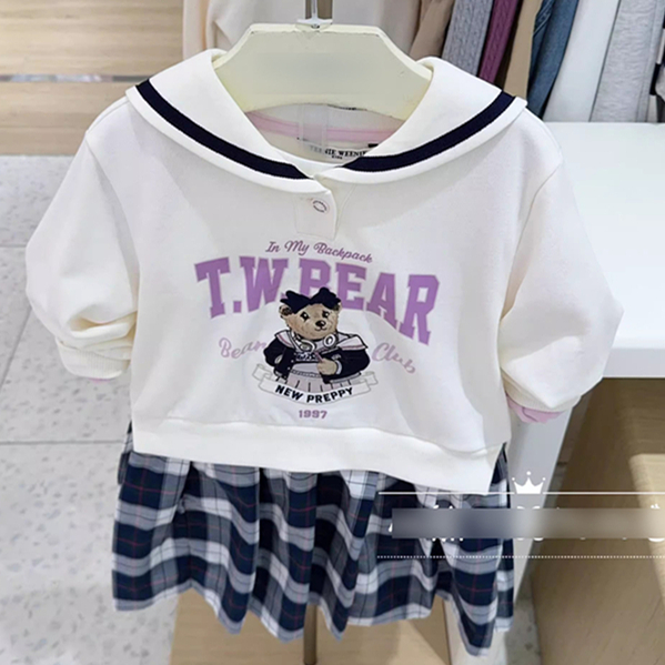 2025秋季新款女童休闲百搭连衣裙中大童卫衣拼接裙子TKOM253852A