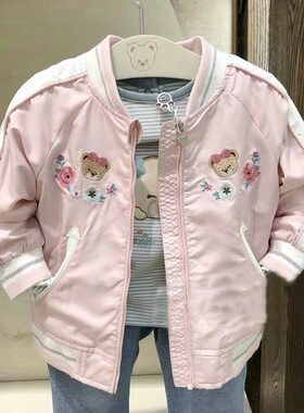 2025春季女童外套婴童棒球服夹克小熊印花休闲上衣PBJA91281K