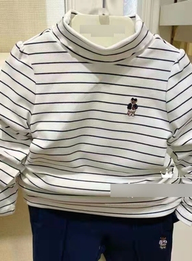 25秋冬款女童半高领打底衫条纹套头上衣长袖T恤TKLA214T51A