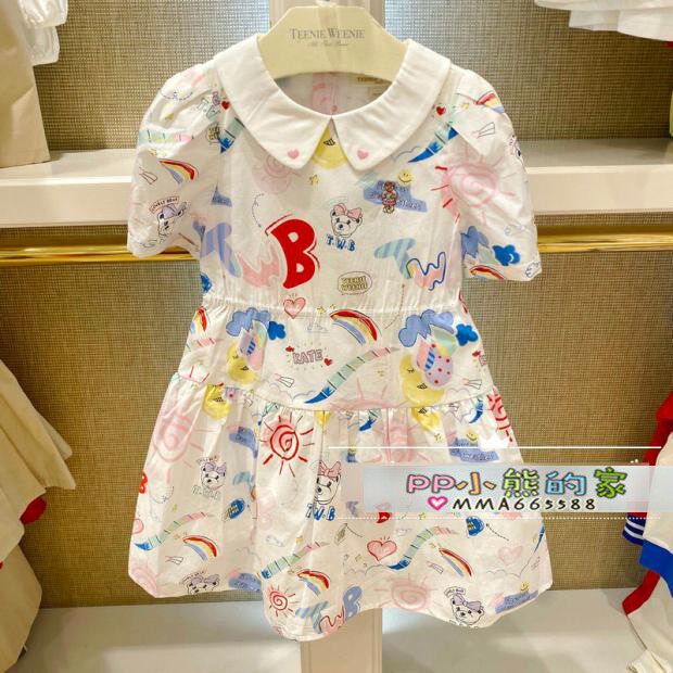 夏季女童纯棉洋气短袖公主裙连衣裙TKOW212351B SR212351B