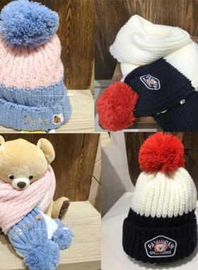 现货冬季男女童针织加绒帽子PCAC9S142M围巾PCAC9S132M AM9S132M