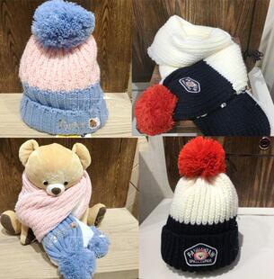 现货冬季男女童针织加绒帽子PCAC9S142M围巾PCAC9S132M AM9S132M