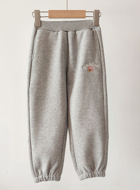 2023秋冬季女童加绒收口卫裤运动休闲卡通小熊裤子TTTM234V54A