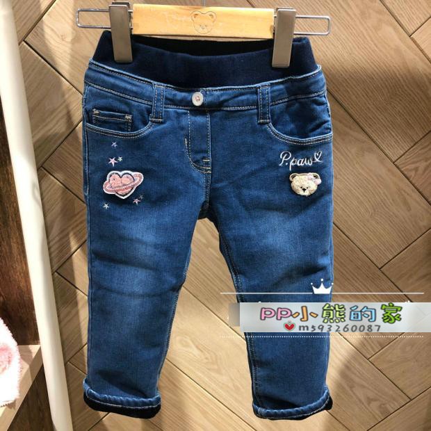 现货冬款加绒牛仔休闲长裤