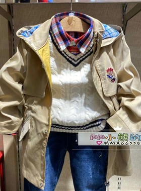 现货卡通小熊春秋装新款男童风衣外套休闲中长款PCJTB6211N