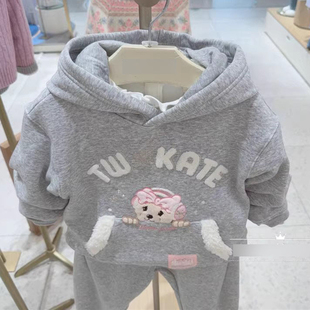 现货2025秋冬新款女童加绒连帽卫衣小熊刺绣套头上衣TKMW254V53B