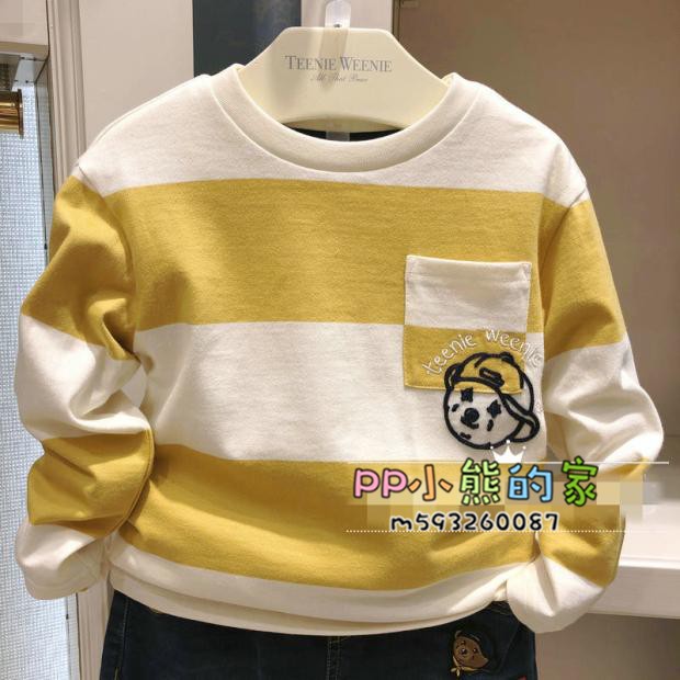 现货春秋款男童圆领长袖条纹T恤