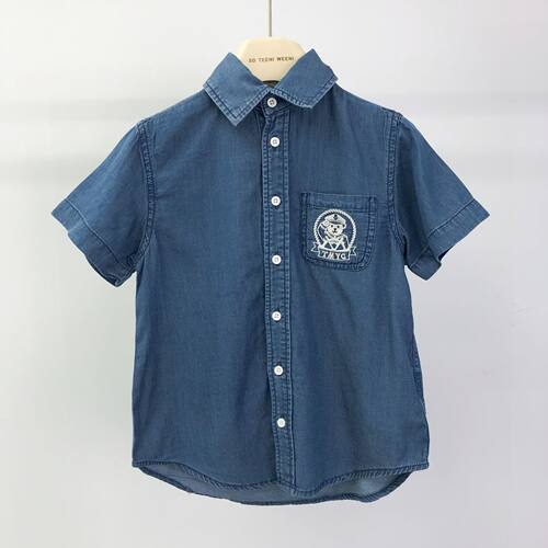 24小熊童装夏季新款男女童休闲衬衫韩版时尚短袖薄款YHYP246386N