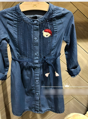 2025女童洋气儿童韩版时尚牛仔裙小熊衬衣裙PCOW83843D