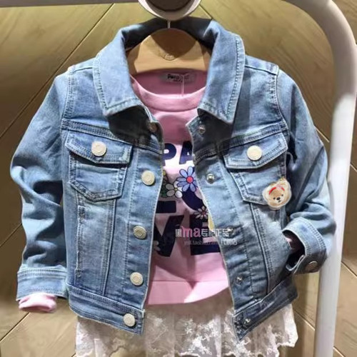 春秋季女童洋气刺绣牛仔外套