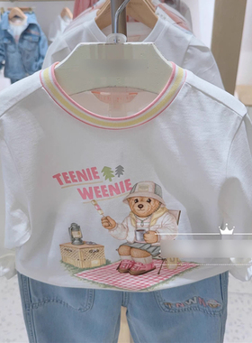 2025秋季新款小熊女童休闲圆领长袖T恤中大童百搭上衣TKLA252351K