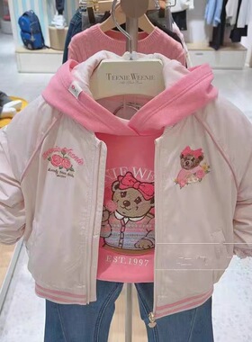 2025小熊童装秋冬女童保暖棉服时尚外套刺绣棒球服TKJP225151Y