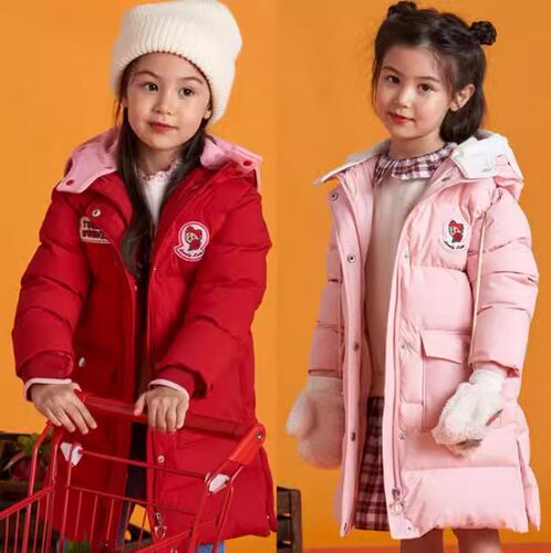 小熊童装冬款女童中长款羽绒服加厚保暖时尚TKJD208T61O