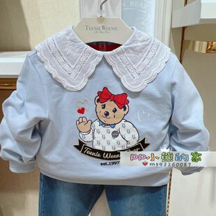 现货春秋款童装女童大花边领卫衣TKMW221252A W221252A