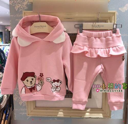 秋冬加绒连帽卫衣裤子女童装