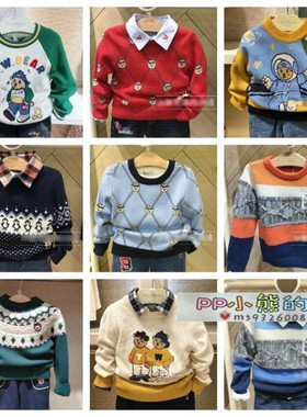 秋冬款男童红色圆领针织毛衣TKKW93801A PCKA84V11M