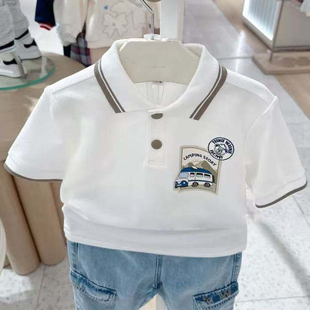25夏季新款简约舒适凉感polo衫条纹撞色翻领短袖T恤HA252301B