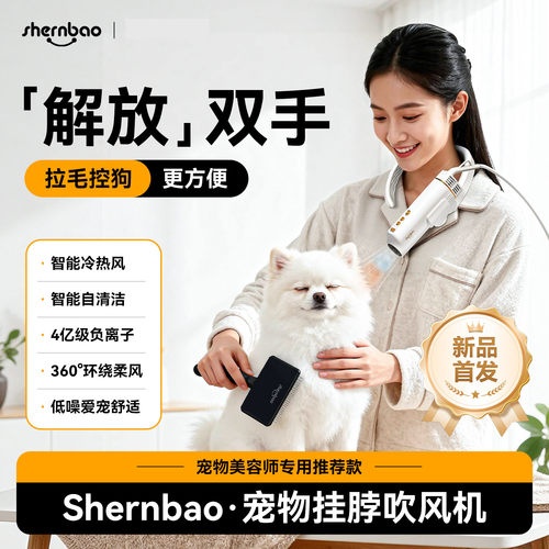神宝宠物猫狗挂脖吹风机无刷电机静音负离子宠物店美容师用拉毛机