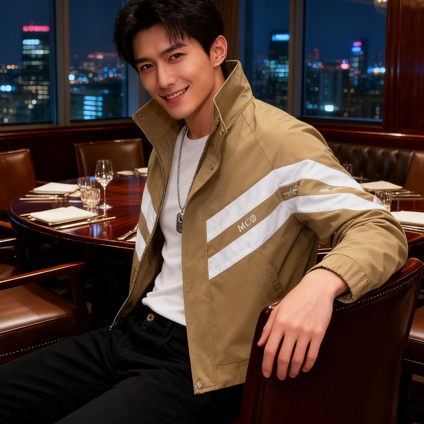 时尚高级感痞帅外套男春秋季潮牌拼接个性夹克2025新款男秋装上衣