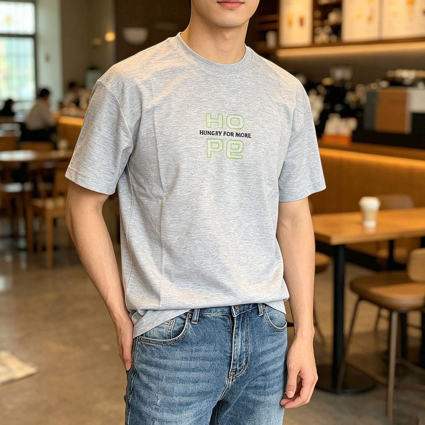 潮牌男装短袖T恤夏季轻薄舒适印花半袖青年休闲松弛痞帅百搭棉衫