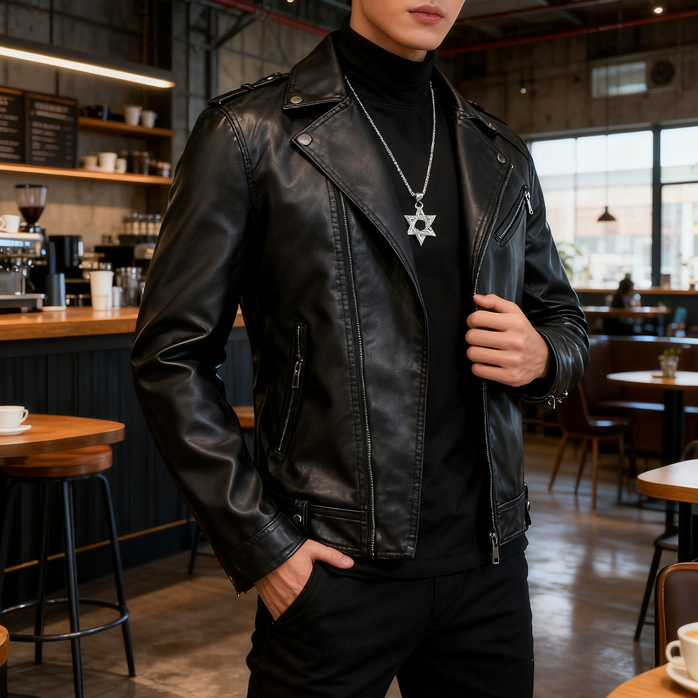 皮衣外套男潮牌时尚百搭痞帅机车