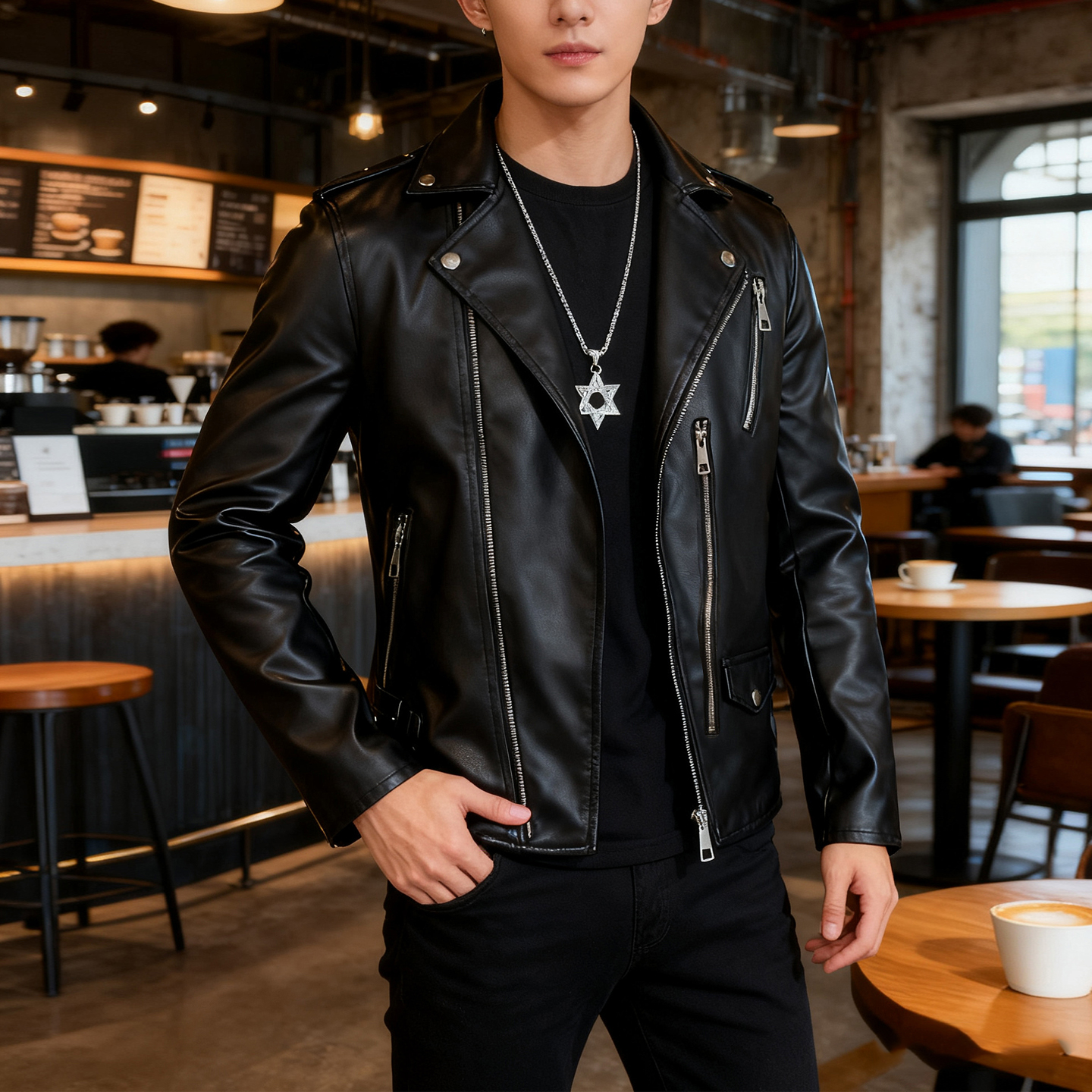 皮衣外套男高级感2025新款