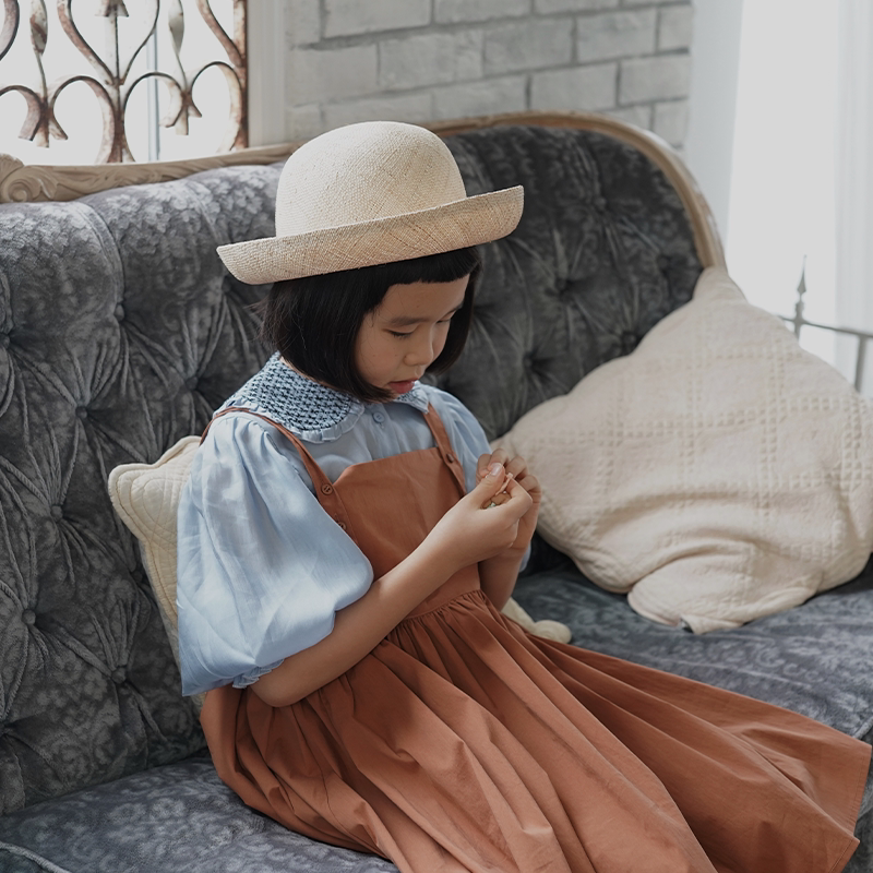 2022春 司马克刺绣泡泡袖衬衫轻薄透气 mes kids des fleurs