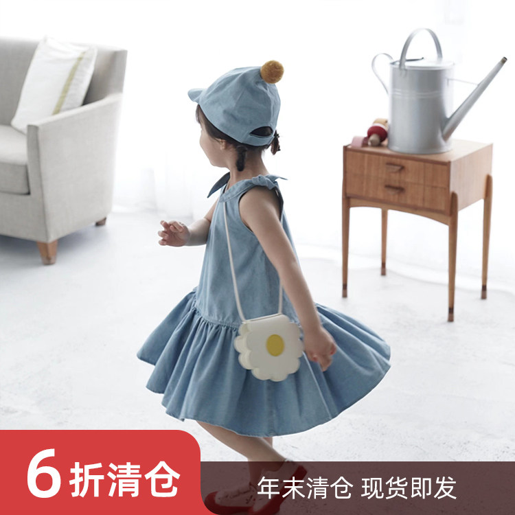 23春夏童装 气质浅色牛仔无袖连衣裙童装新款 mes kids