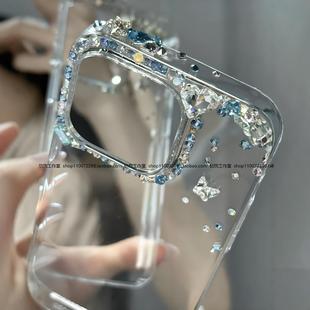 适用苹果16ProMax手机壳16e带钻女iPhone15碎钻石水钻14plus13mini高级感镶钻12全包软壳水晶保护套镶钻17air