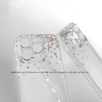 原创定制适用苹果16promax手机壳iPhone16e水钻爆款透明12保护套14镶钻高级感13mini带钻石17air超好看15plus