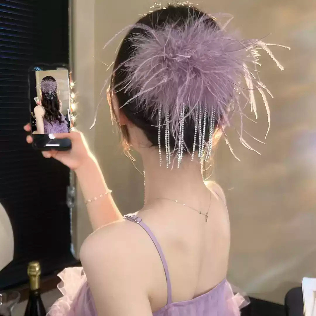 气质蓬松仙气羽毛鸭嘴夹流苏精致氛围感高级纯欲抓夹发夹子,饰品/流行首饰/时尚饰品新,民族风发饰,淘宝优惠券,粉丝福利购,淘宝优惠卷