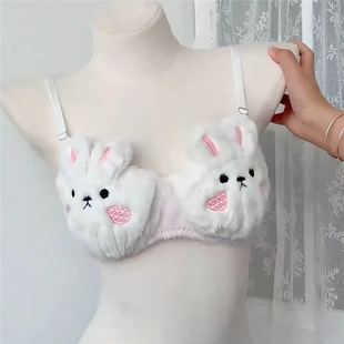 雪绒奶兔~冬季小兔子毛绒文胸毛茸茸胸罩保暖热恋期内衣套装