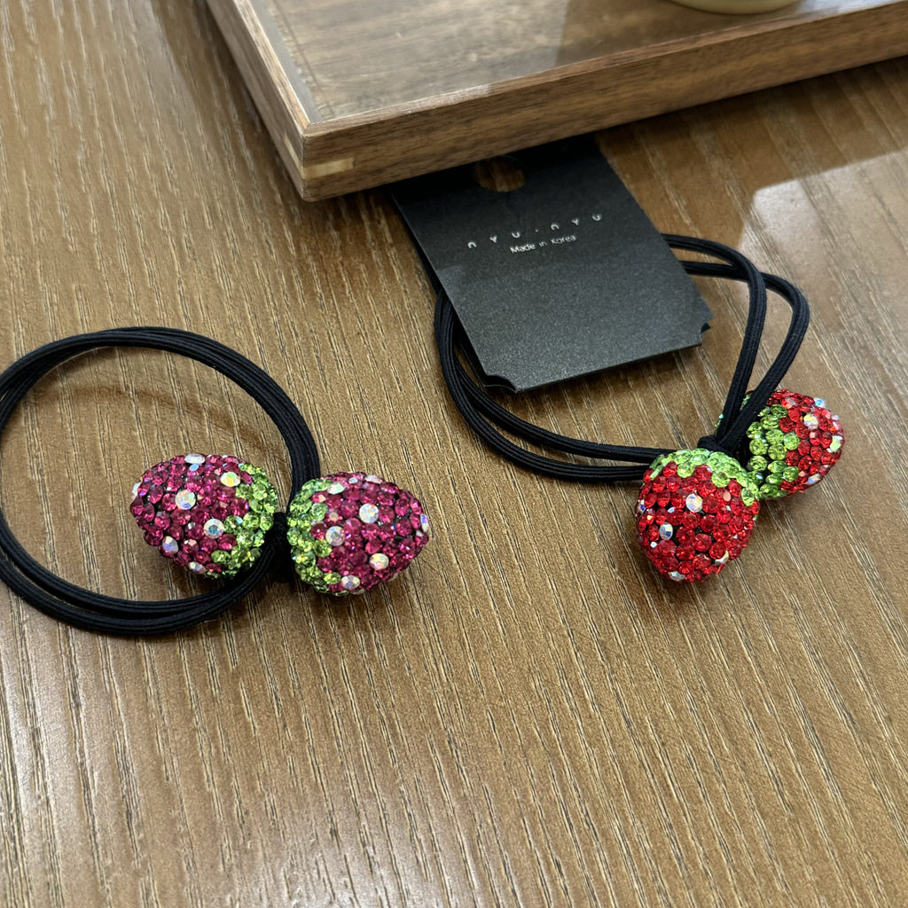 草莓发绳镶钻发圈女橡皮筋球球高绳
