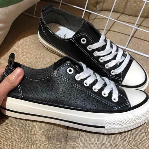 墨瓦透气镂空皮质软底情侣小白鞋