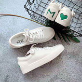 冬爱心舒适软底亲子闺蜜ins皮质平底潮鞋 墨瓦mowa品牌小白鞋 秋款
