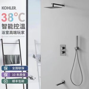 科勒᷂枪灰全铜一体热熔暗装入墙式淋浴套装预埋嵌入式隐藏式花洒