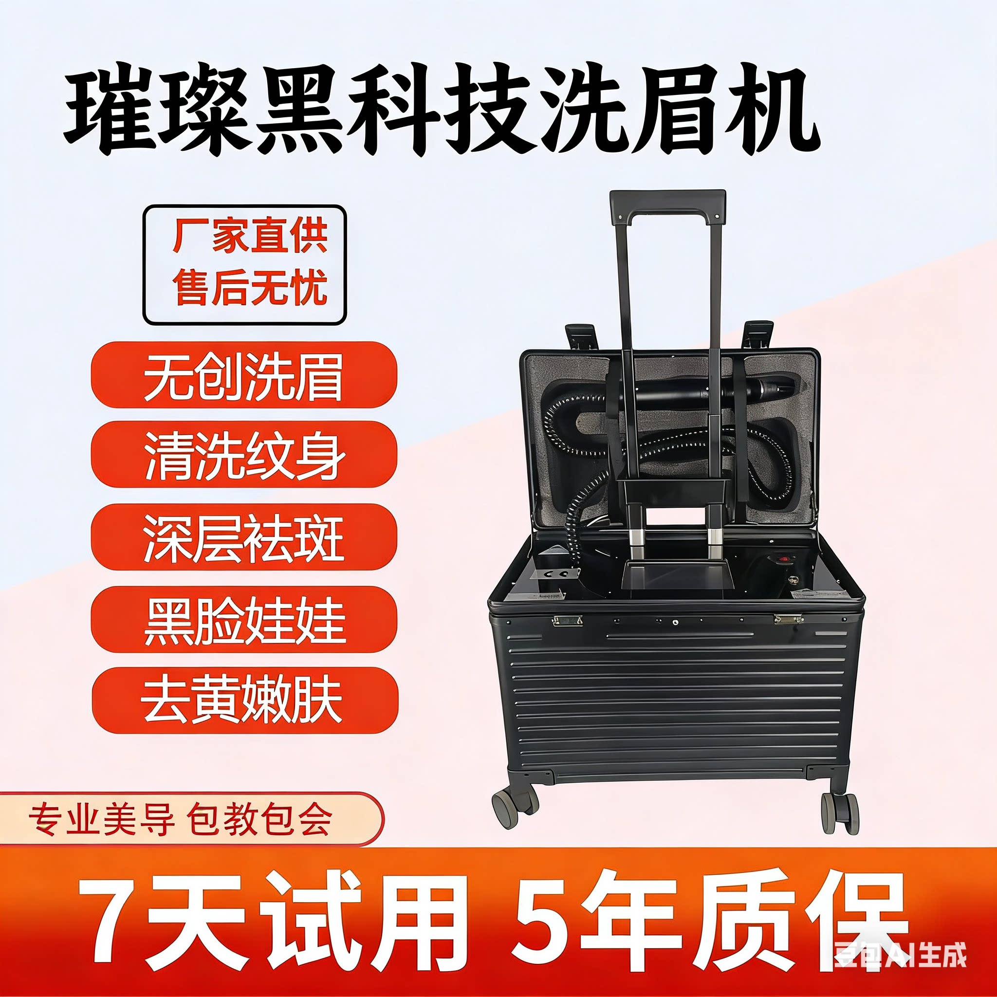 璀璨黑科技无创便携式拉杆箱大功率皮秒激光洗纹身机专业洗眉机