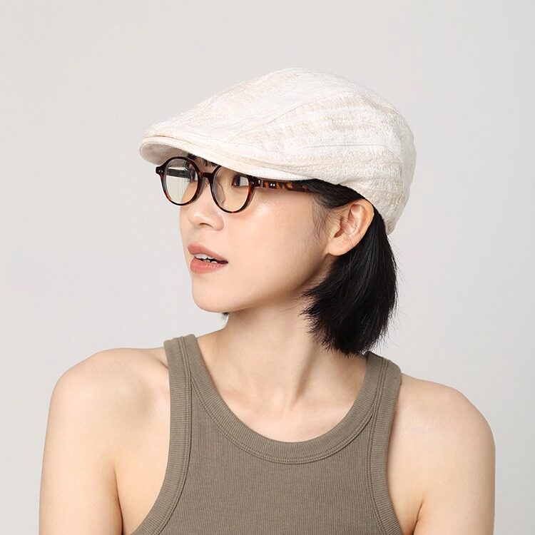 珠光前进帽女款夏季英伦风画家帽白色新款鸭舌帽画家贝雷帽报童帽