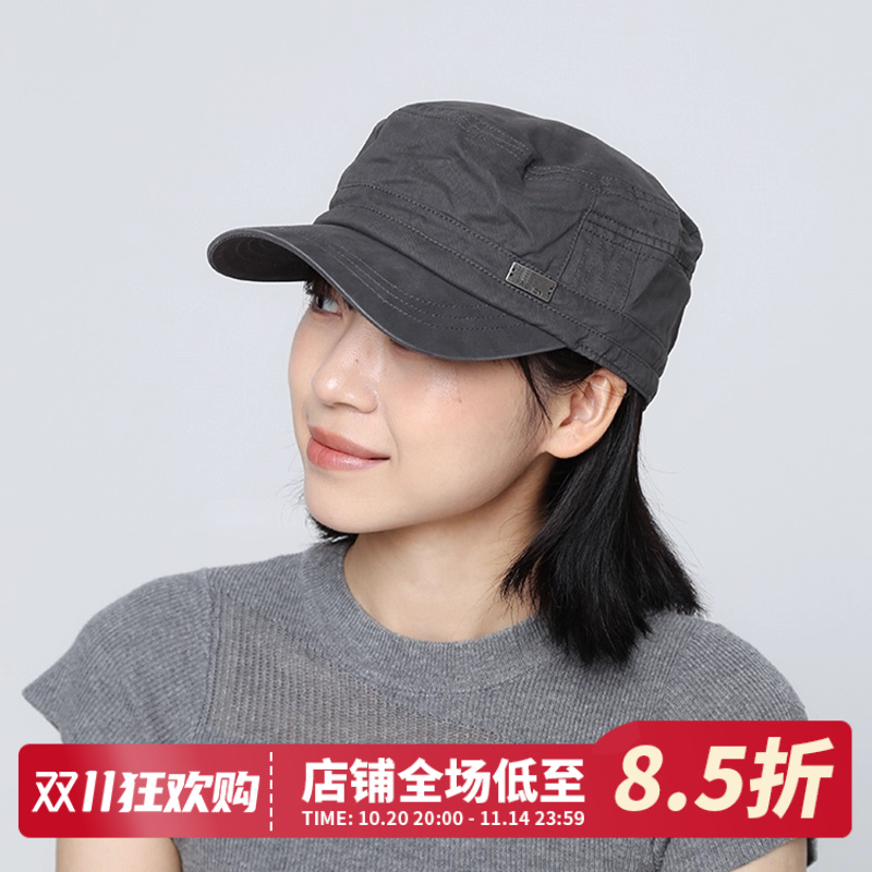 新款灰色防晒棒球帽美式平顶帽夏季女户外短檐休闲大头围鸭舌帽子