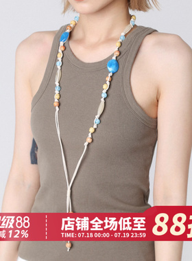 波西米亚手工编织脖子项链腰带女民族风串珠颈链腰链装饰百搭腰绳