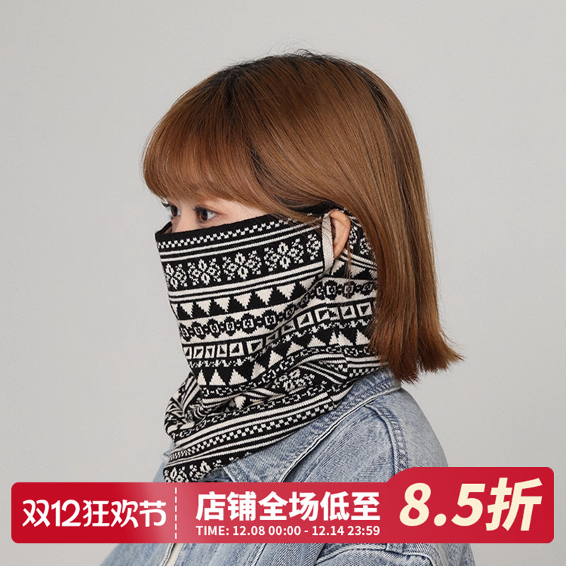 新款围脖女2024秋冬季防寒面罩全脸保暖口罩挂耳防风骑行脖套护颈
