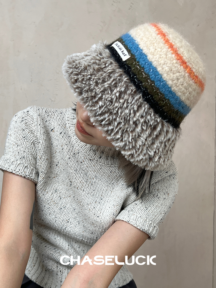 CHASELUCK长乐毛绒大头围渔夫帽