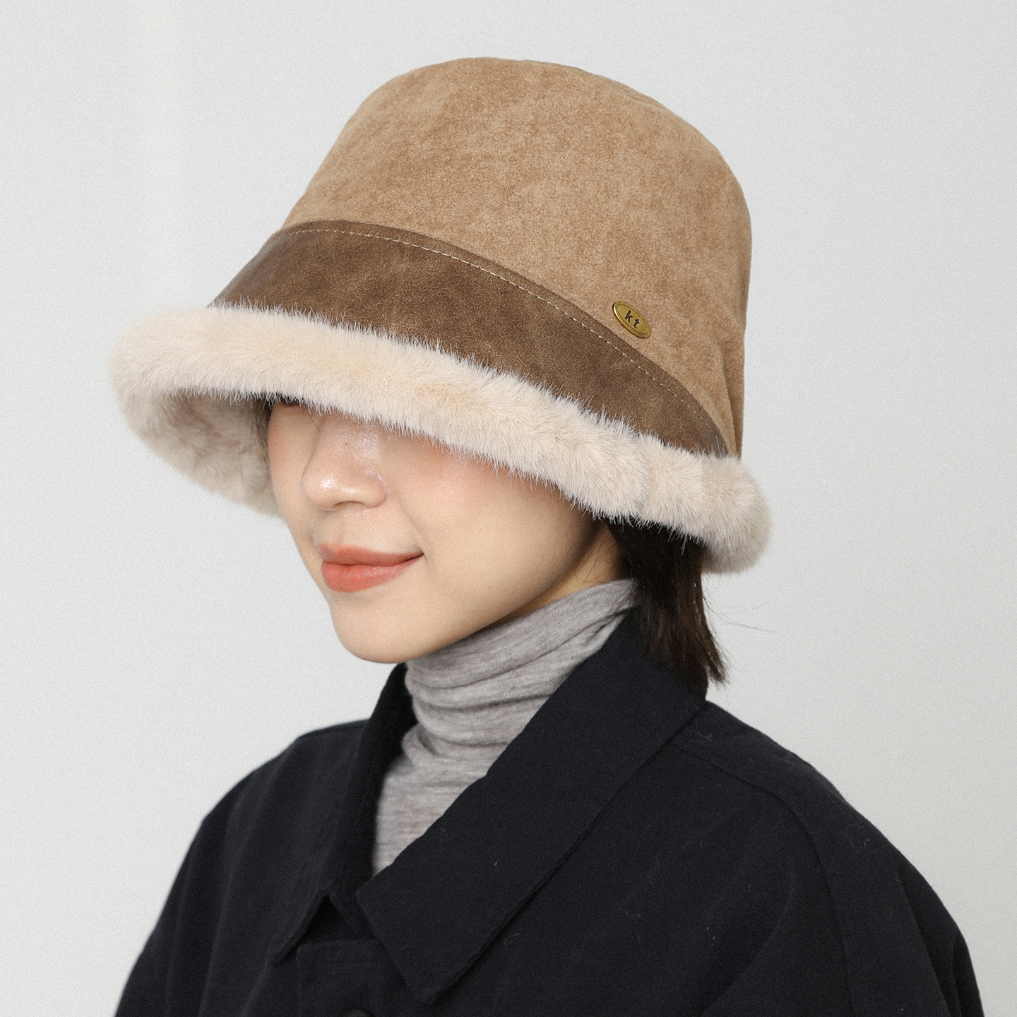 麂皮绒防寒渔夫帽加厚保暖护耳